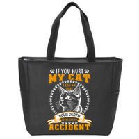 Protective Cat Owner Message Zip Tote Bag