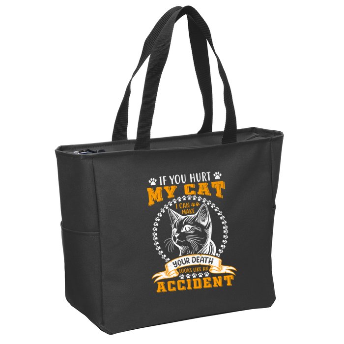 Protective Cat Owner Message Zip Tote Bag