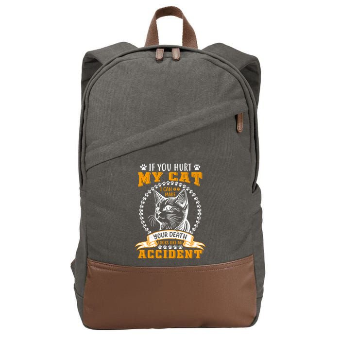 Protective Cat Owner Message Cotton Canvas Backpack