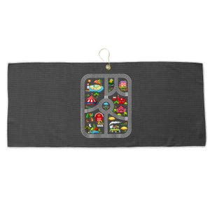 Play Cars On Dad's Back Mat Road Car Race Track Large Microfiber Waffle Golf Towel