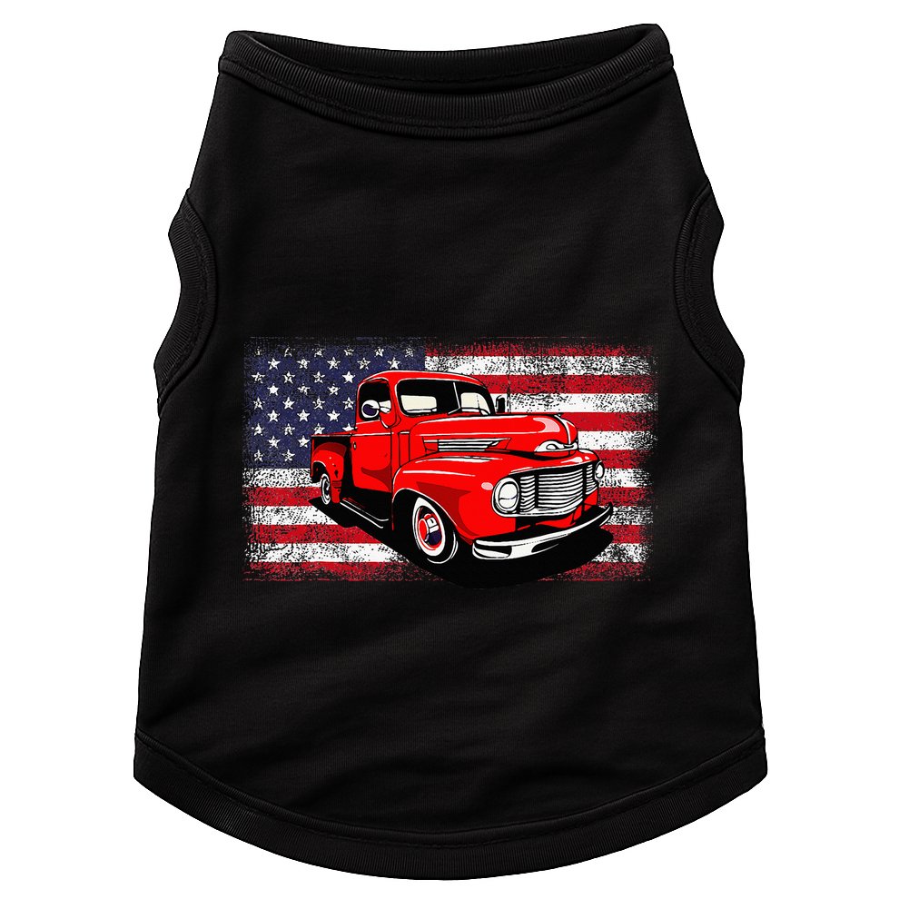 Patriotic Classic Old Pickup Truck American Flag Doggie Tank