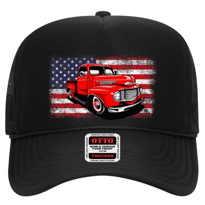 Patriotic Classic Old Pickup Truck American Flag Trucker Hat