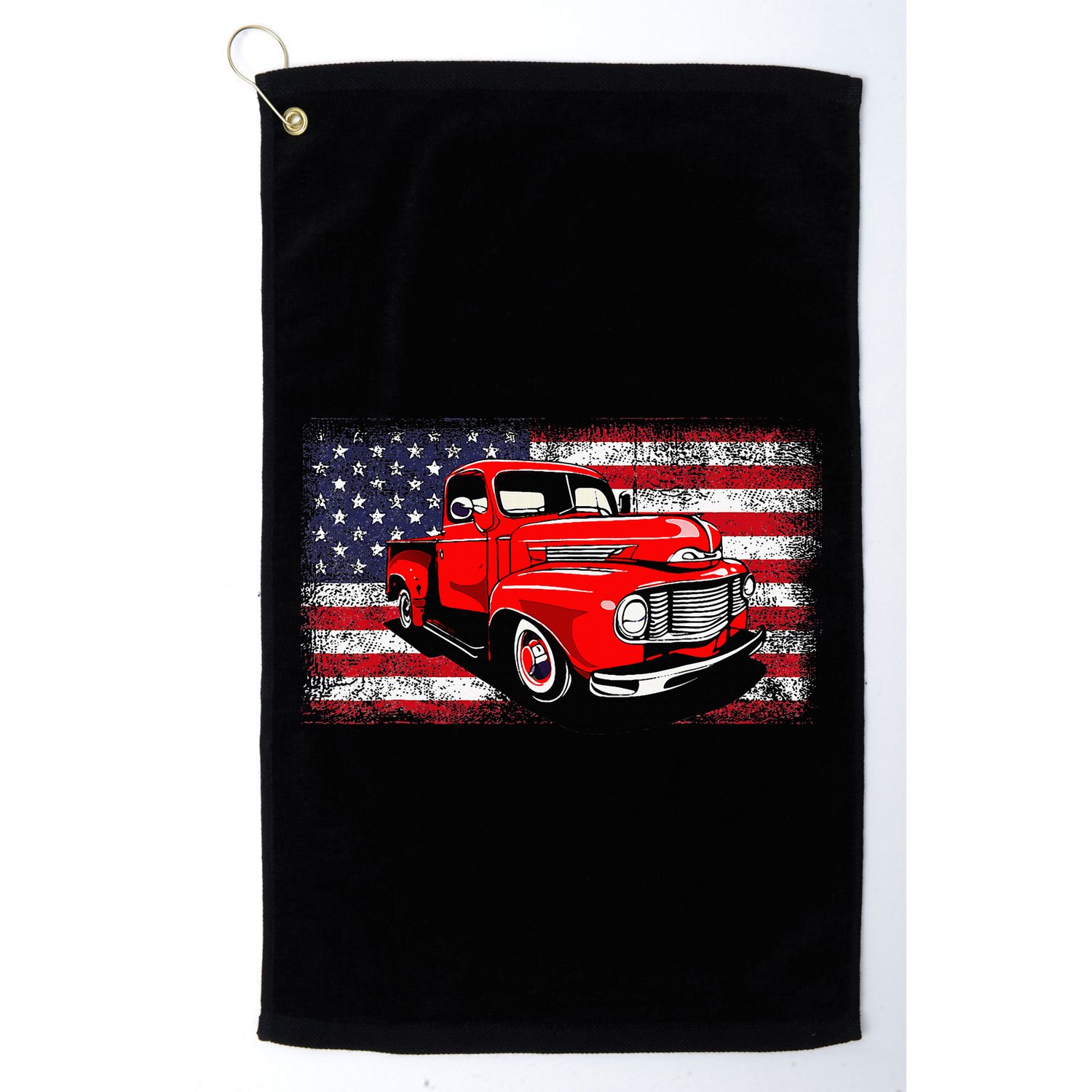 Patriotic Classic Old Pickup Truck American Flag Golf Towel