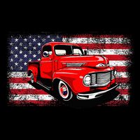 Patriotic Classic Old Pickup Truck American Flag Visor