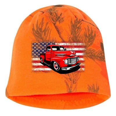 Patriotic Classic Old Pickup Truck American Flag Kati - Camo Knit Beanie