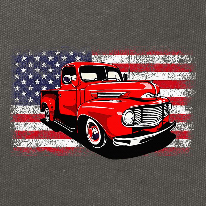 Patriotic Classic Old Pickup Truck American Flag Cotton Canvas Backpack