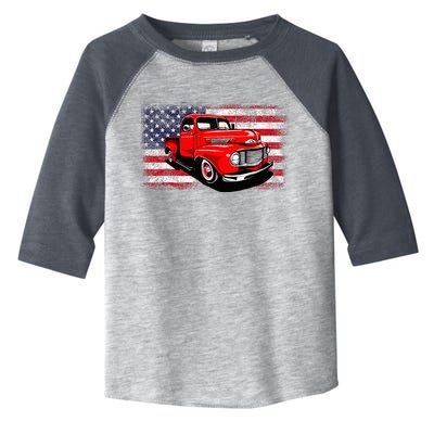 Patriotic Classic Old Pickup Truck American Flag Toddler Fine Jersey T-Shirt