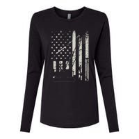 Patriotic Crane Operator Heavy Equipment Construction USA Womens Cotton Relaxed Long Sleeve T-Shirt