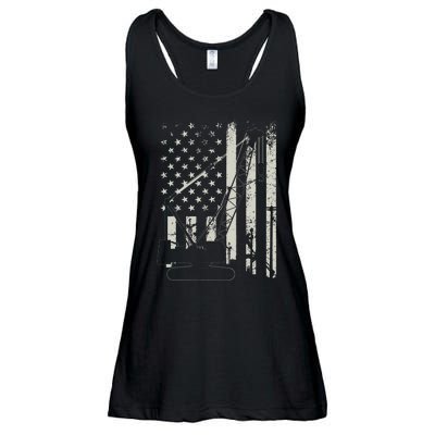 Patriotic Crane Operator Heavy Equipment Construction USA Ladies Essential Flowy Tank