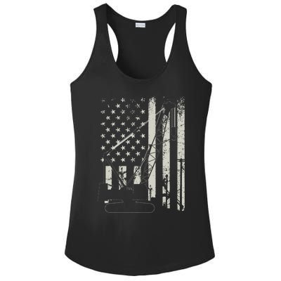 Patriotic Crane Operator Heavy Equipment Construction USA Ladies PosiCharge Competitor Racerback Tank