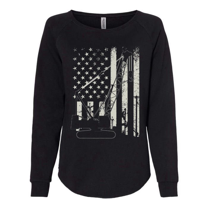 Patriotic Crane Operator Heavy Equipment Construction USA Womens California Wash Sweatshirt