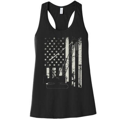 Patriotic Crane Operator Heavy Equipment Construction USA Women's Racerback Tank