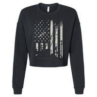 Patriotic Crane Operator Heavy Equipment Construction USA Cropped Pullover Crew