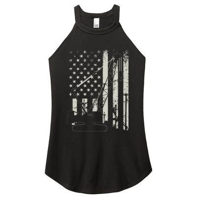 Patriotic Crane Operator Heavy Equipment Construction USA Women's Perfect Tri Rocker Tank