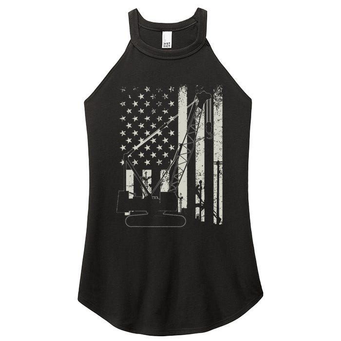 Patriotic Crane Operator Heavy Equipment Construction USA Women's Perfect Tri Rocker Tank