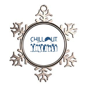 Penguins Chill Out Metallic Star Ornament