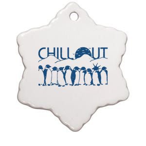 Penguins Chill Out Ceramic Star Ornament