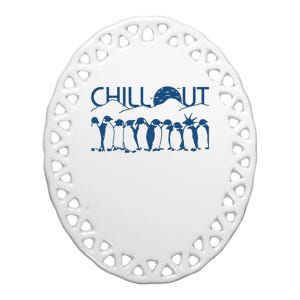 Penguins Chill Out Ceramic Oval Ornament