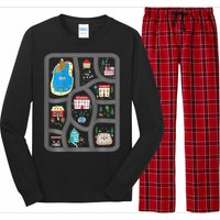 Play Cars On Dads Back Mat Road Car Race Track Gift Long Sleeve Pajama Set