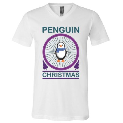 Penguin Christmas V-Neck T-Shirt