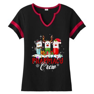 Pharmacy Crew Pharmacist Snow Reindeer Santa Pills Xmas Gift Ladies Halftime Notch Neck Tee