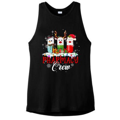 Pharmacy Crew Pharmacist Snow Reindeer Santa Pills Xmas Gift Ladies PosiCharge Tri-Blend Wicking Tank