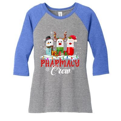 Pharmacy Crew Pharmacist Snow Reindeer Santa Pills Xmas Gift Women's Tri-Blend 3/4-Sleeve Raglan Shirt