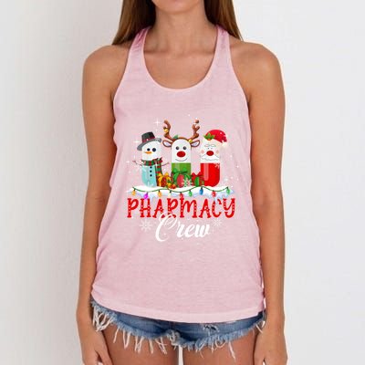 Pharmacy Crew Pharmacist Snow Reindeer Santa Pills Xmas Gift Women's Knotted Racerback Tank