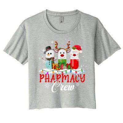 Pharmacy Crew Pharmacist Snow Reindeer Santa Pills Xmas Gift Women's Crop Top Tee