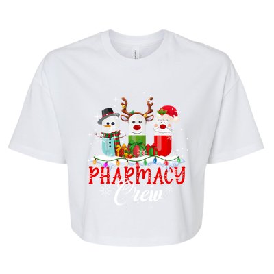 Pharmacy Crew Pharmacist Snow Reindeer Santa Pills Xmas Gift Bella+Canvas Jersey Crop Tee