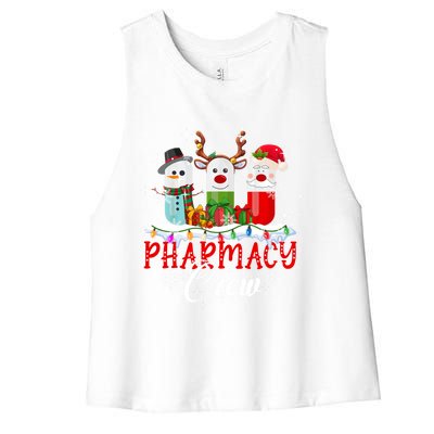 Pharmacy Crew Pharmacist Snow Reindeer Santa Pills Xmas Gift Women's Racerback Cropped Tank