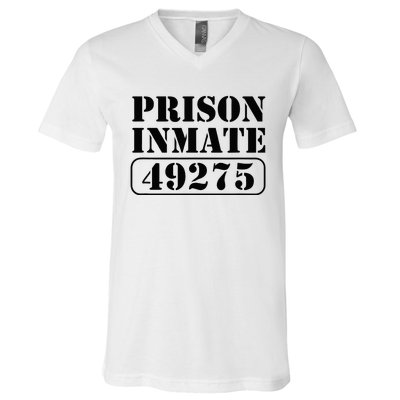 Prisoner Costume Prison Inmate County Jail Halloween V-Neck T-Shirt