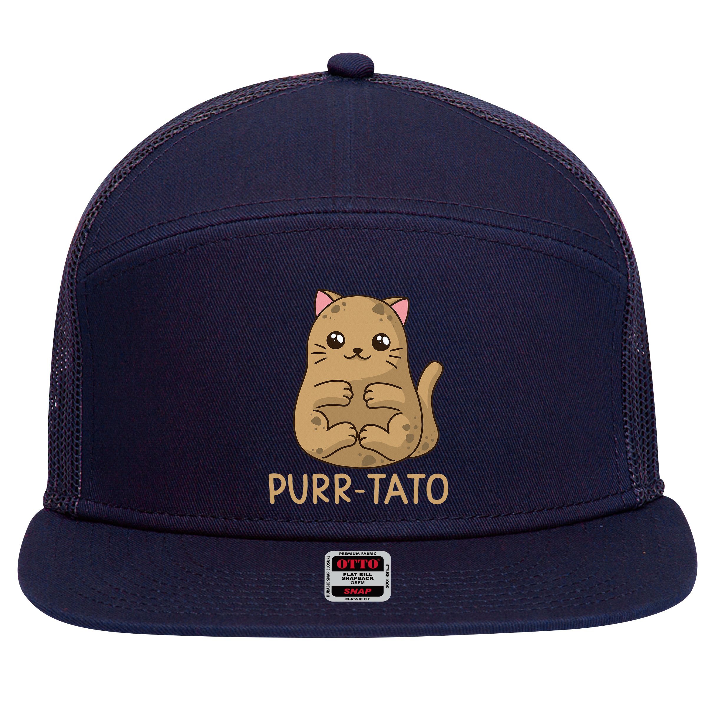 Purrtato Cat Potato Cat Lover Idaho Potatoes 7 Panel Mesh Trucker Snapback Hat