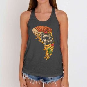 Pizza Chef Pizzazilla Skeleton X-ray Food Lover Women's Knotted Racerback Tank