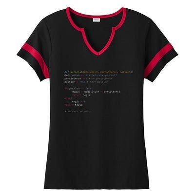 Python Code Programming Syntax Computer Geek Ladies Halftime Notch Neck Tee