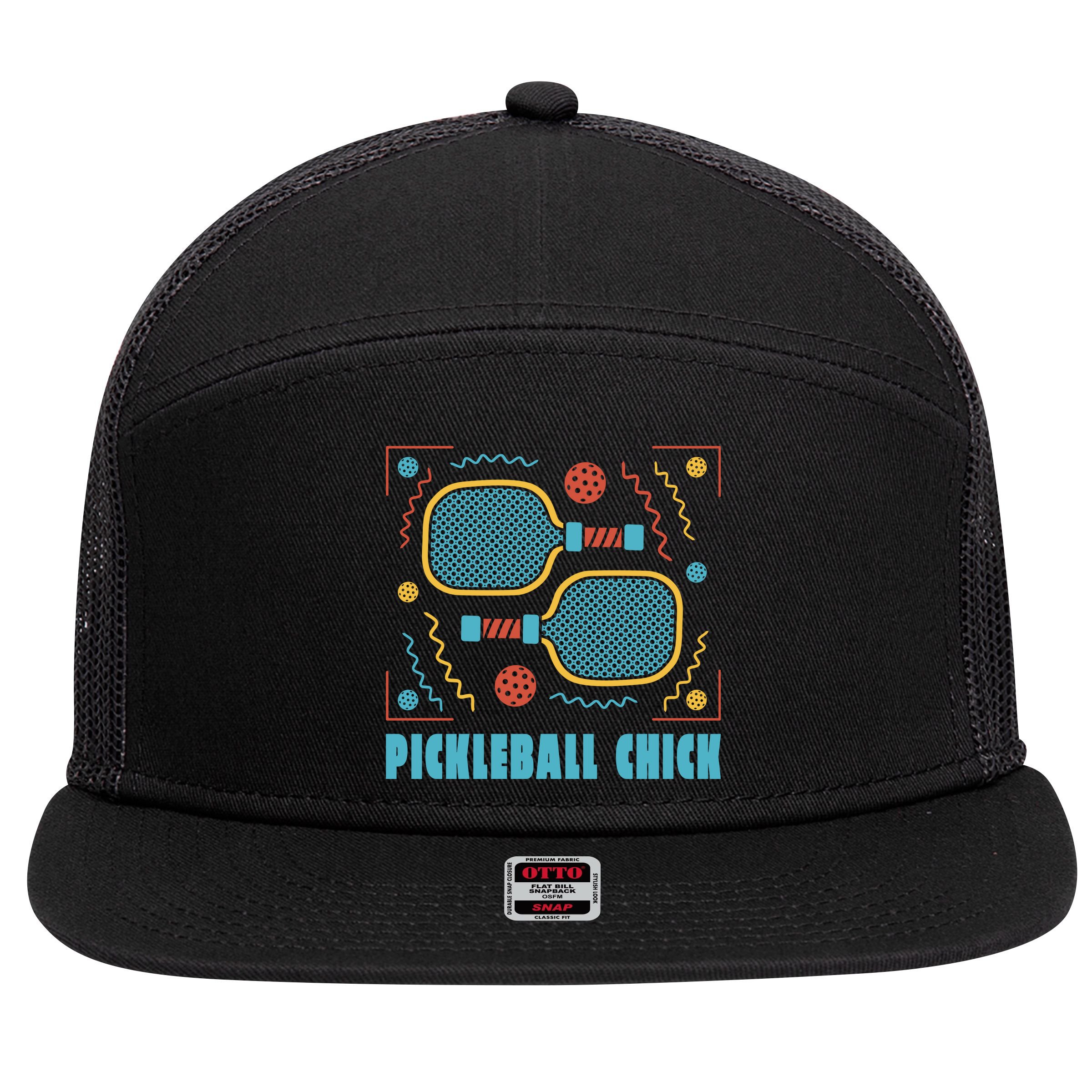 Pickleball Chick 7 Panel Mesh Trucker Snapback Hat