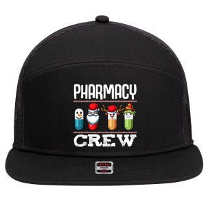 Pharmacy Crew Pills Christmas Pharmacist Medicine Funny Gift 7 Panel Mesh Trucker Snapback Hat