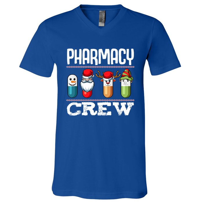 Pharmacy Crew Pills Christmas Pharmacist Medicine Funny Gift V-Neck T-Shirt