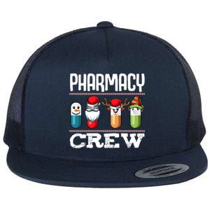 Pharmacy Crew Pills Christmas Pharmacist Medicine Funny Gift Flat Bill Trucker Hat