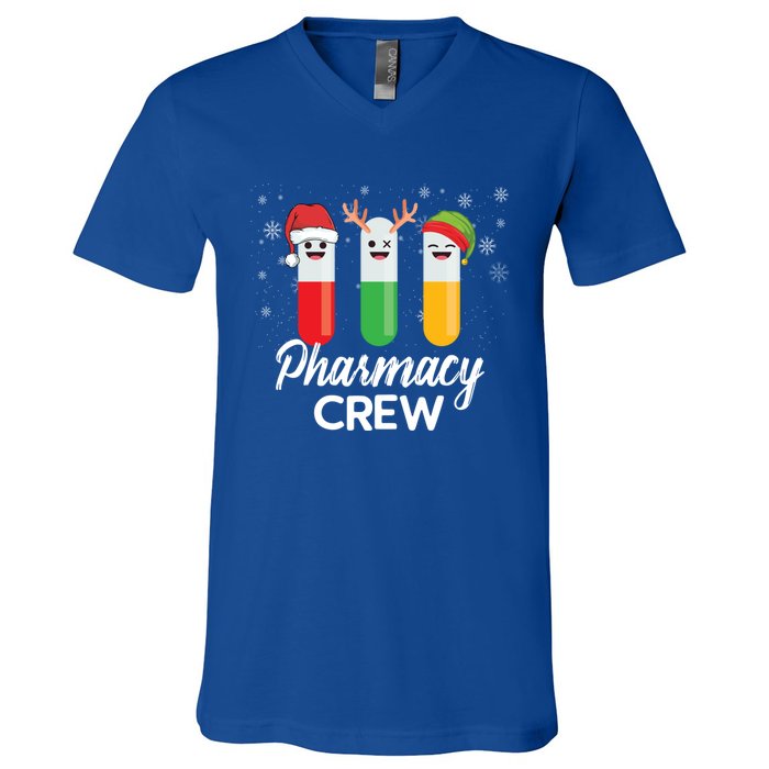 Pharmacy Crew Pills Merry Christmas Santa Funny Pharmacist Gift V-Neck T-Shirt