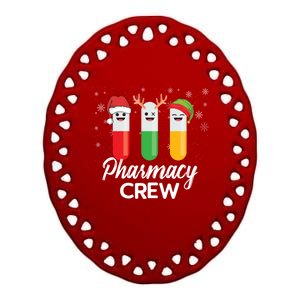 Pharmacy Crew Pills Merry Christmas Santa Funny Pharmacist Gift Ceramic Oval Ornament