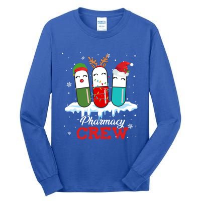 Pharmacy Crew Pills Reindeer Santa Claus Lights Christmas Gift Tall Long Sleeve T-Shirt