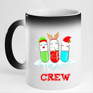 Pharmacy Crew Pills Reindeer Santa Claus Lights Christmas Meaningful Gift 11oz Black Color Changing Mug