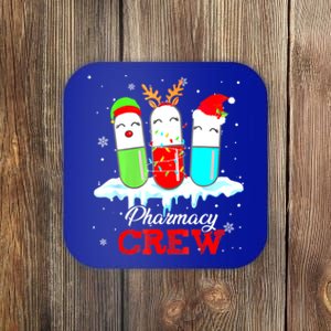 Pharmacy Crew Pills Reindeer Santa Claus Lights Christmas Meaningful Gift Coaster