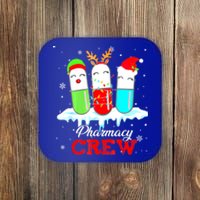 Pharmacy Crew Pills Reindeer Santa Claus Lights Christmas Meaningful Gift Coaster