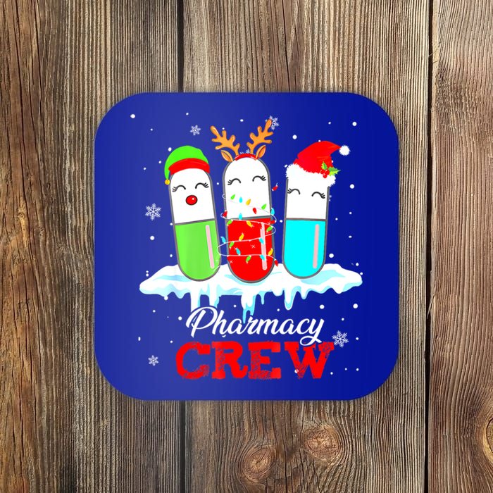 Pharmacy Crew Pills Reindeer Santa Claus Lights Christmas Meaningful Gift Coaster