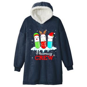 Pharmacy Crew Pills Reindeer Santa Claus Lights Christmas Meaningful Gift Hooded Wearable Blanket