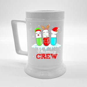 Pharmacy Crew Pills Reindeer Santa Claus Lights Christmas Meaningful Gift Beer Stein