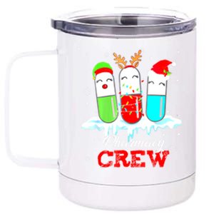 Pharmacy Crew Pills Reindeer Santa Claus Lights Christmas Meaningful Gift 12 oz Stainless Steel Tumbler Cup