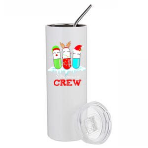 Pharmacy Crew Pills Reindeer Santa Claus Lights Christmas Meaningful Gift Stainless Steel Tumbler